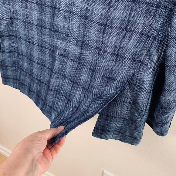 Tasso Elba Size M (39-41) Men's Linen Sport Coat Blazer Jacket Blue Plaid Career - Picture 3 of 9